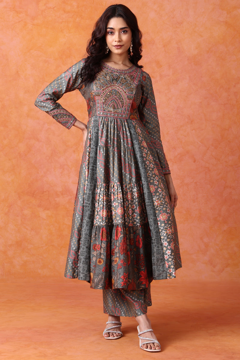The 'Veda' Hand-Embroidered Anarkali Set