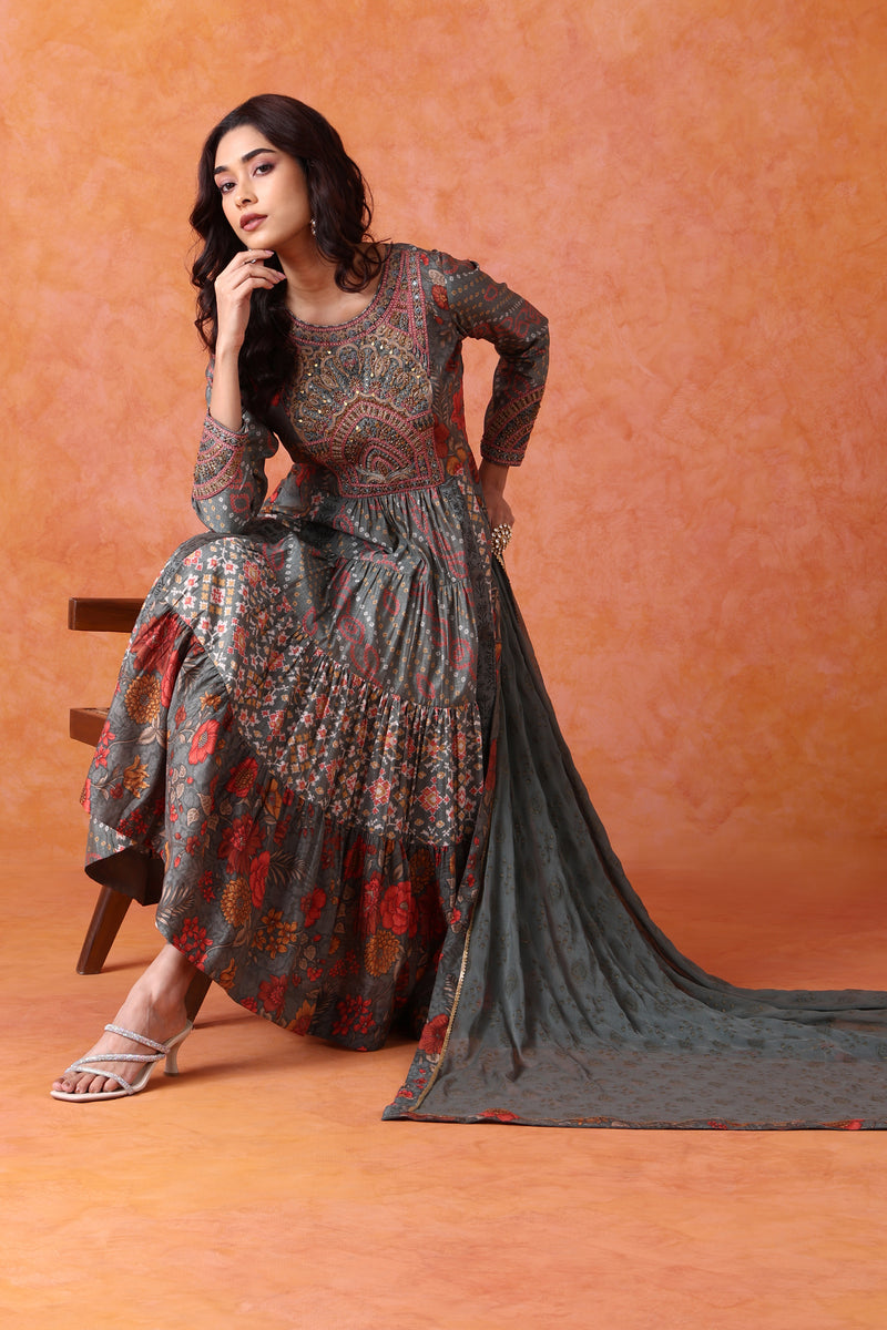 The 'Veda' Hand-Embroidered Anarkali Set