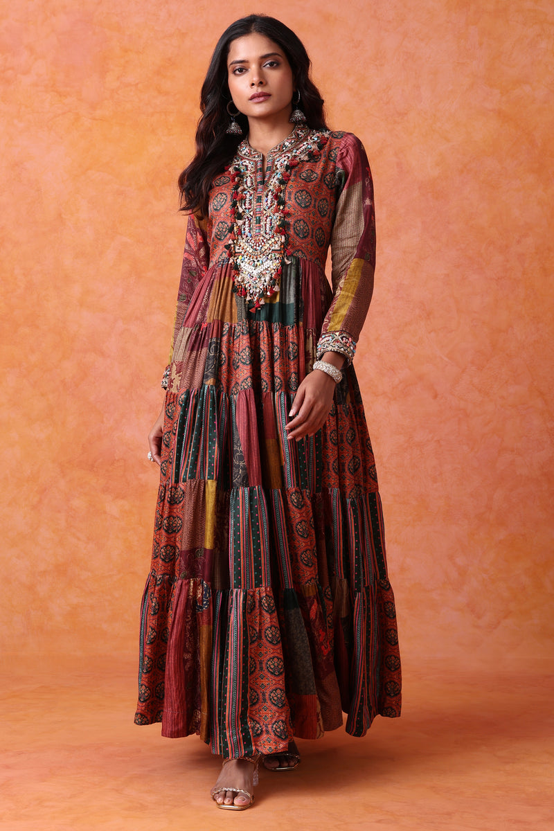 The 'Gulaal' Patchwork Anarkali-Gown