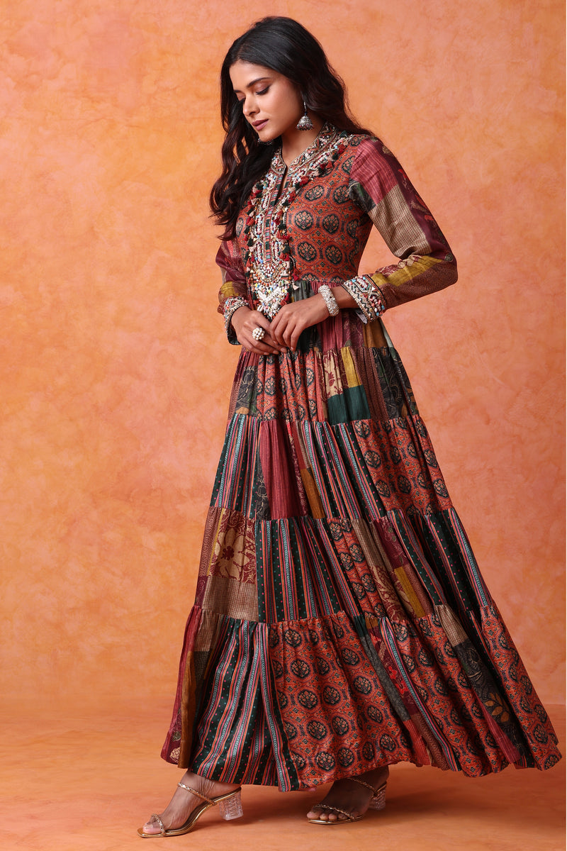 The 'Gulaal' Patchwork Anarkali-Gown