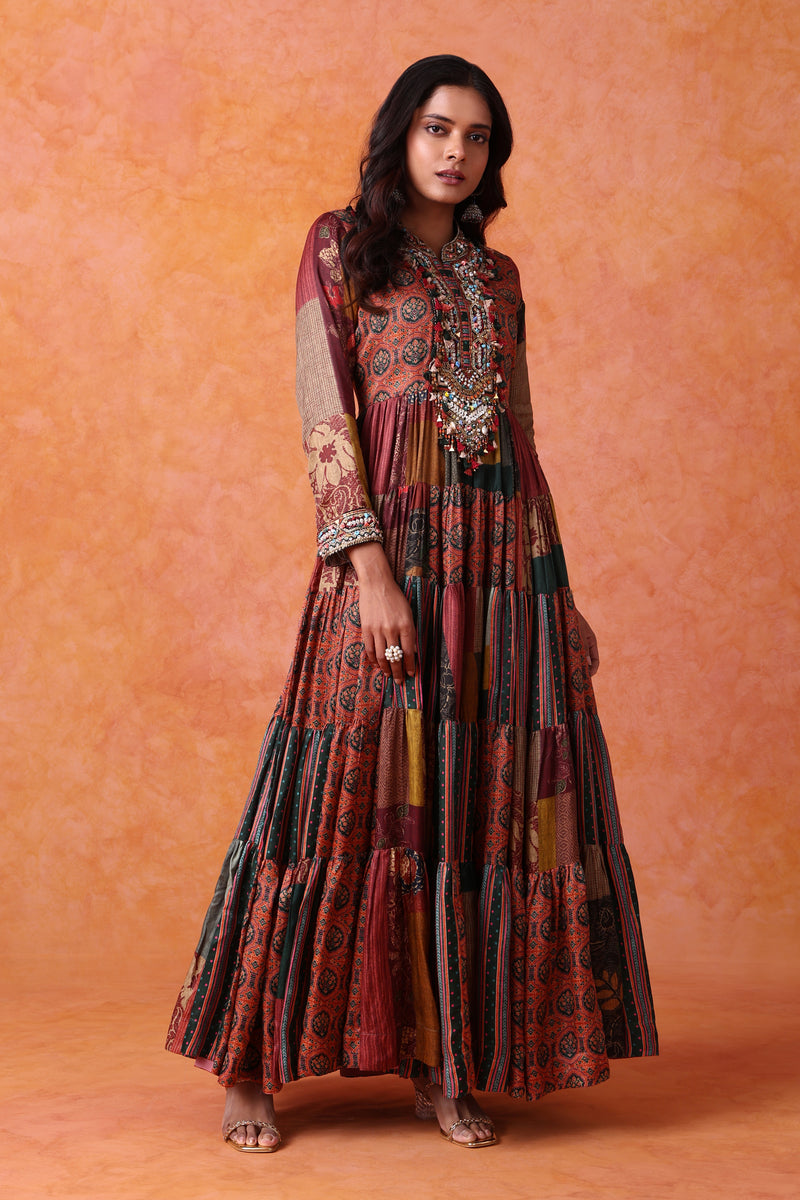 The 'Gulaal' Patchwork Anarkali-Gown