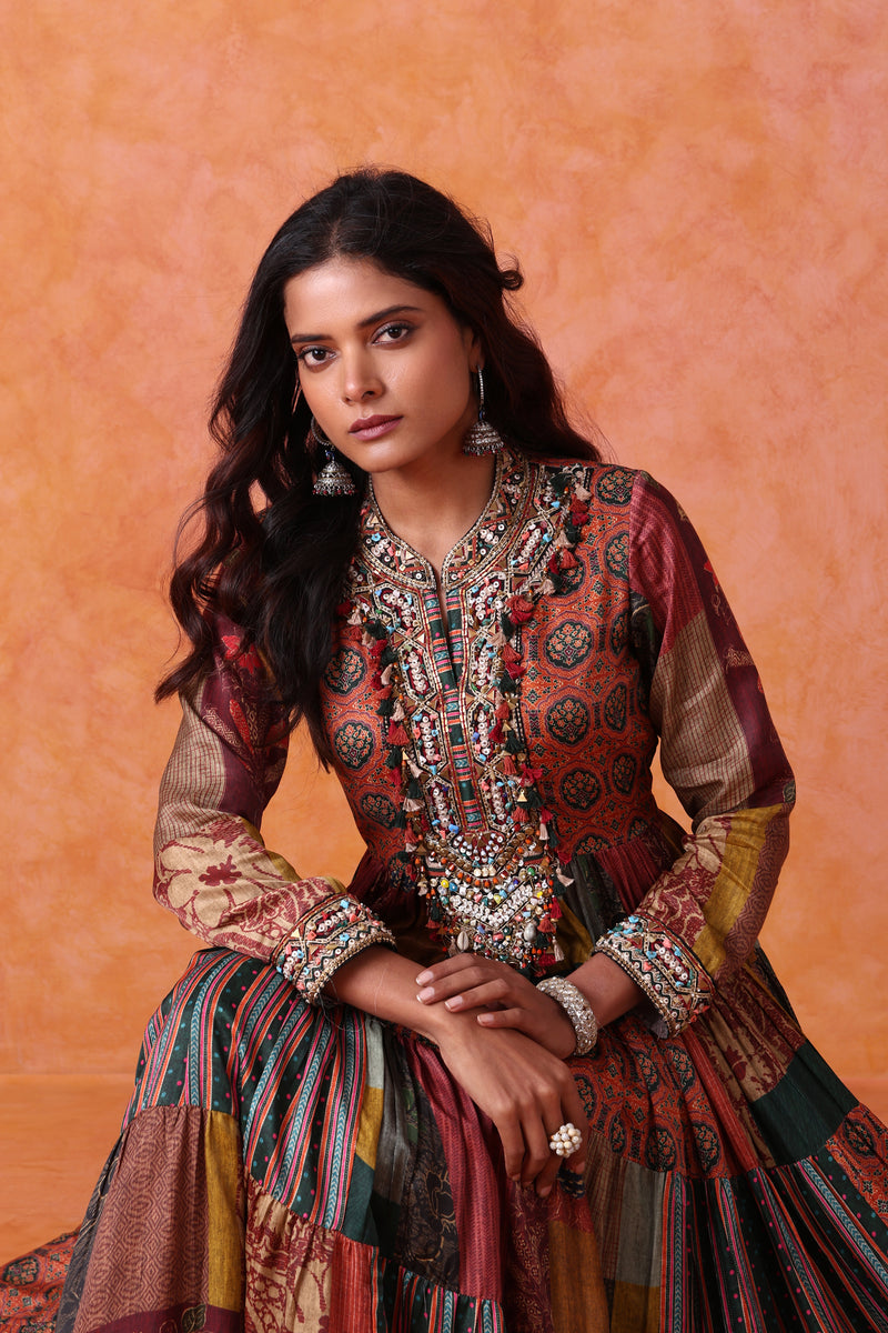 The 'Gulaal' Patchwork Anarkali-Gown