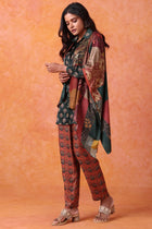 The 'Mehfil' Modal Satin Poncho - Trouser Set with Metal Work - ilaaraThe 'Mehfil' Modal Satin Poncho - Trouser Set with Metal Work