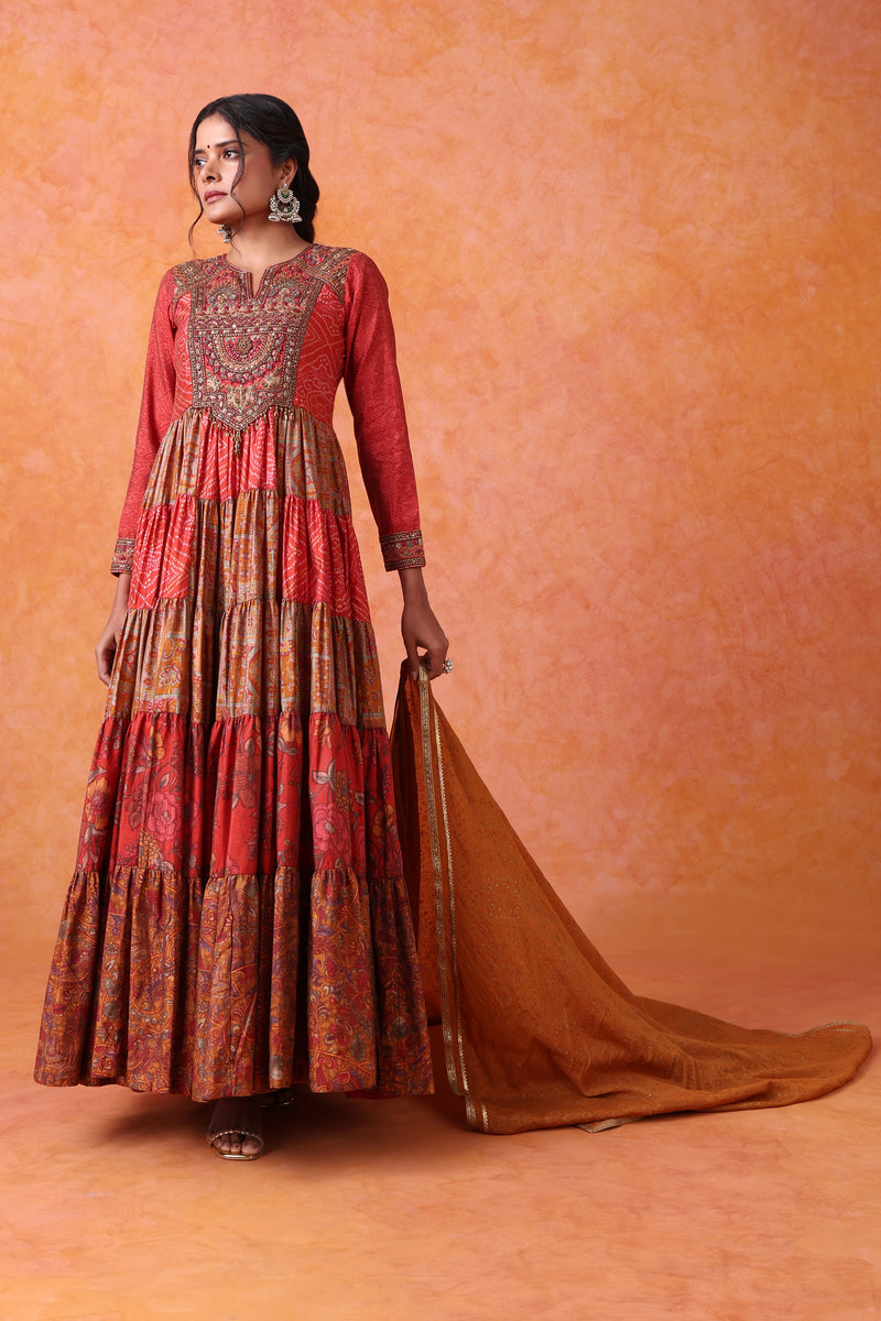 The 'Mihika' Hand-Embroidered Anarkali-Gown Set
