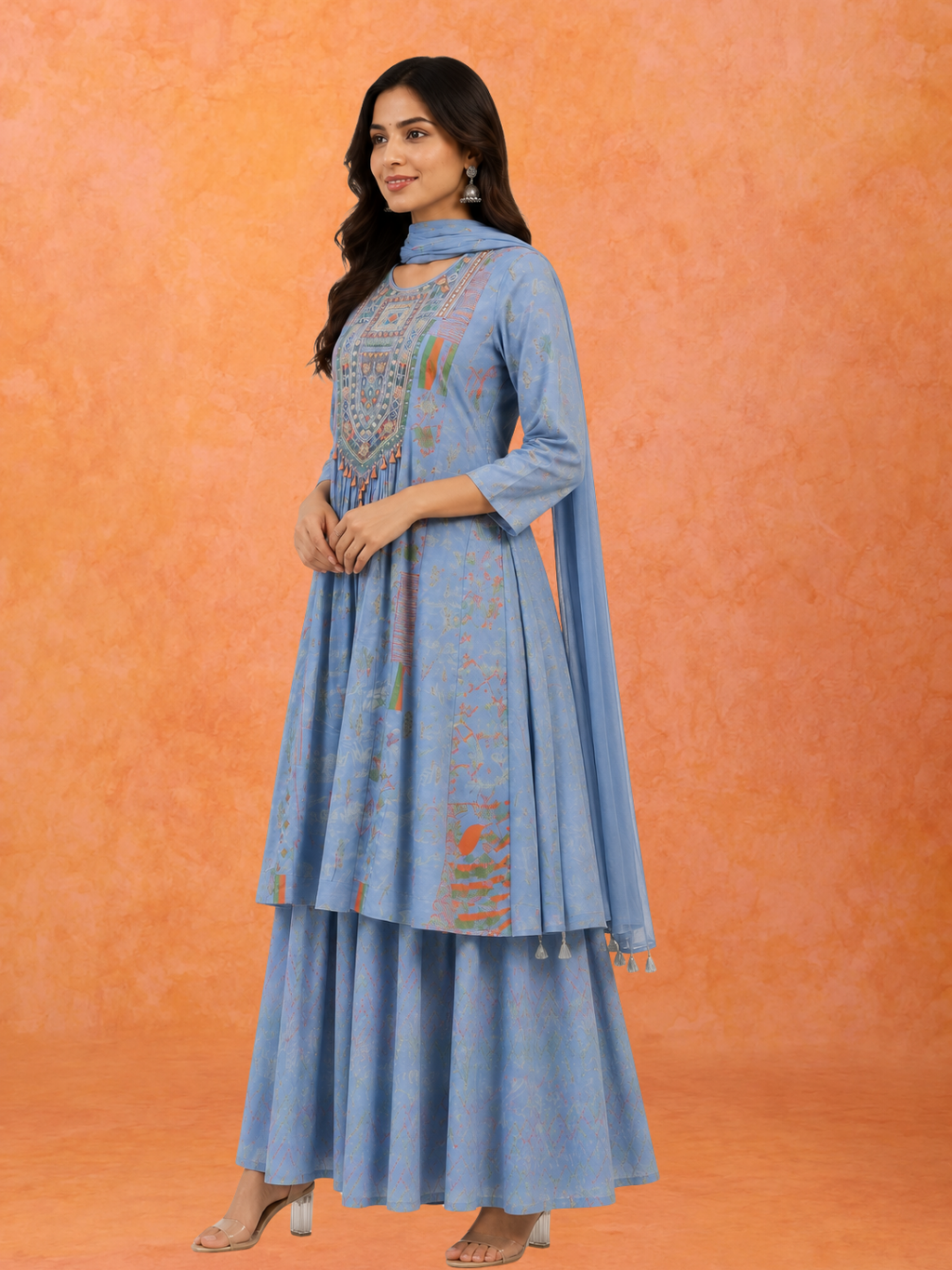 The 'Breeze' Powder Blue Kurta-Palazzo Set