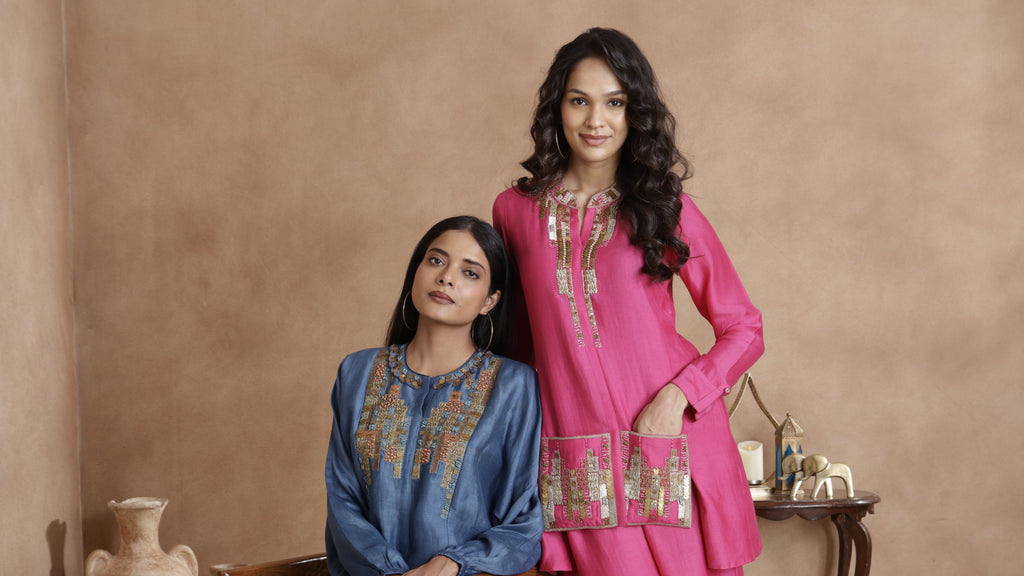 The 'Gulkand-Vark' Shirt-Palazzo Set