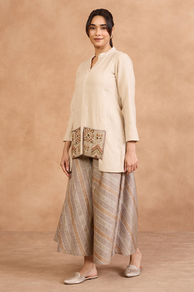 The 'Mogra-Pocket' Shirt-Palazzo Set