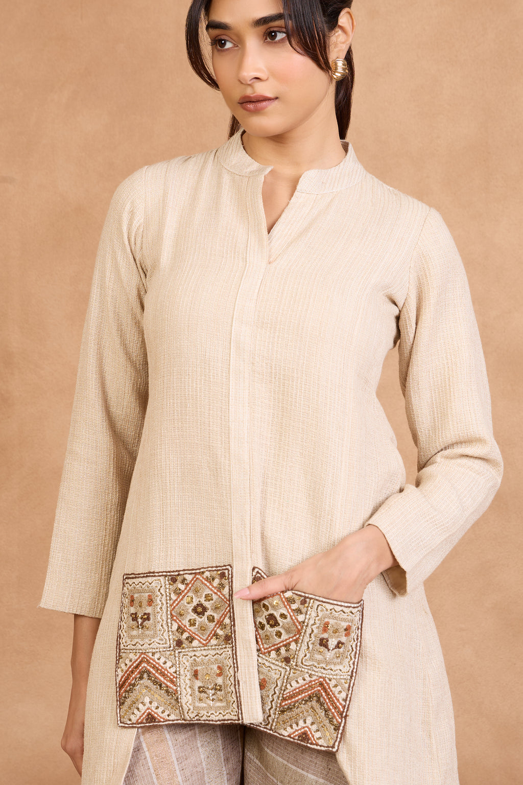 The 'Mogra-Pocket' Shirt-Palazzo Set