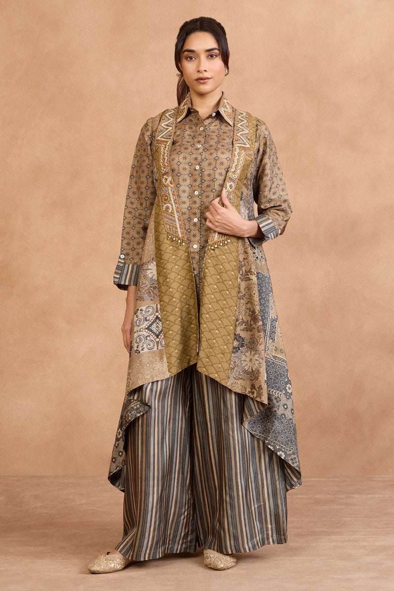 The 'Badaami-Sila' Jacket-Kurta-Palazzo Set