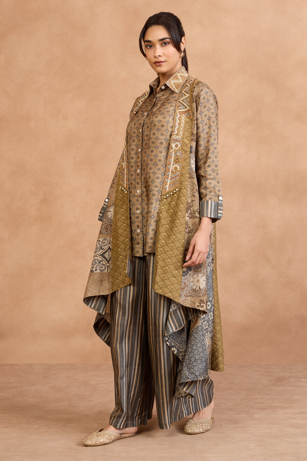 The 'Badaami-Sila' Jacket-Kurta-Palazzo Set
