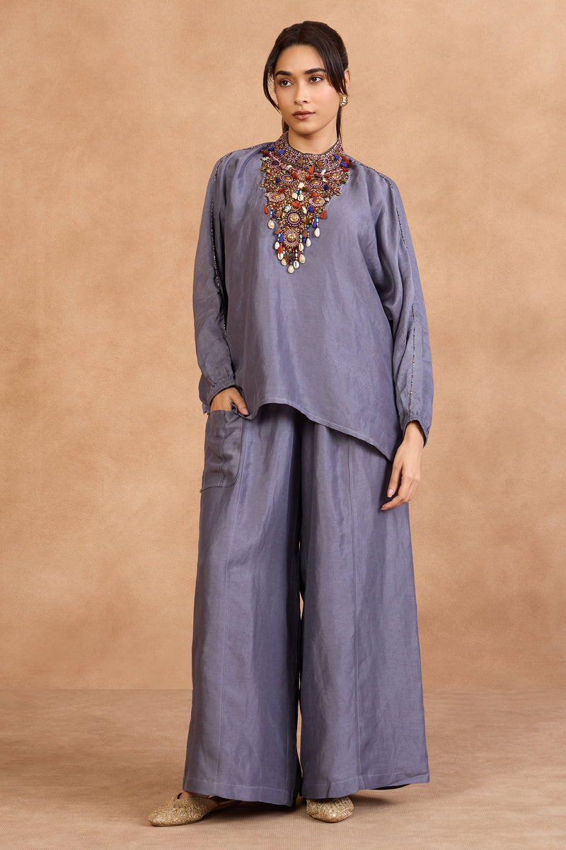 The 'Uda-Ratna' Jewel Shirt-Palazzo Set