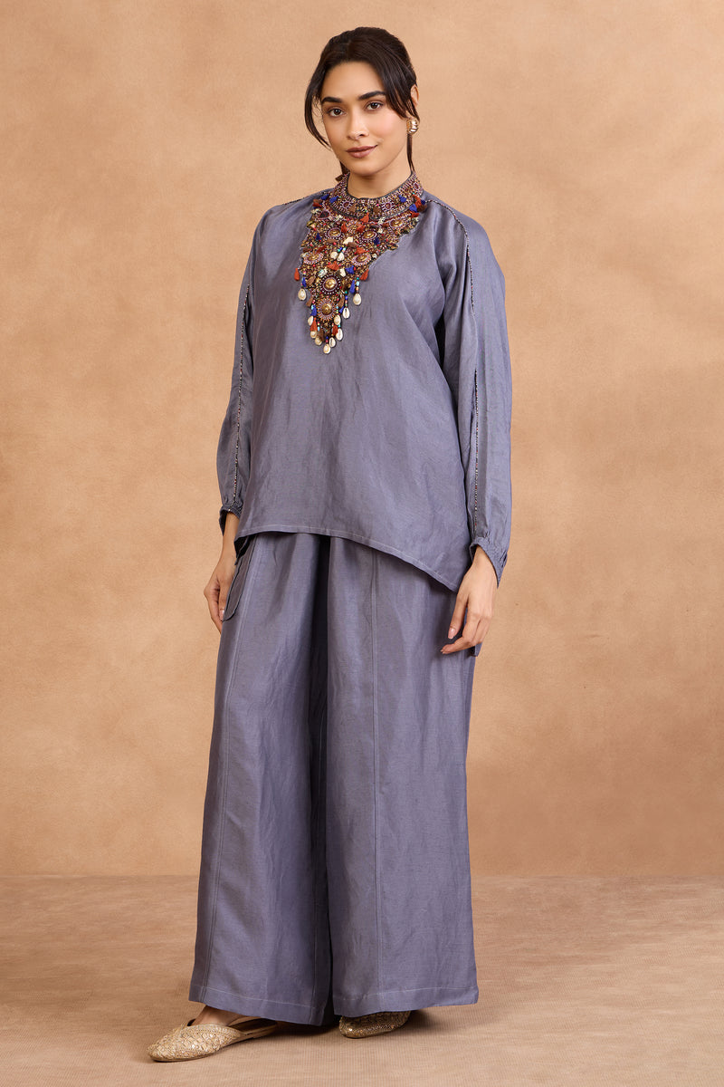The 'Uda-Ratna' Jewel Shirt-Palazzo Set