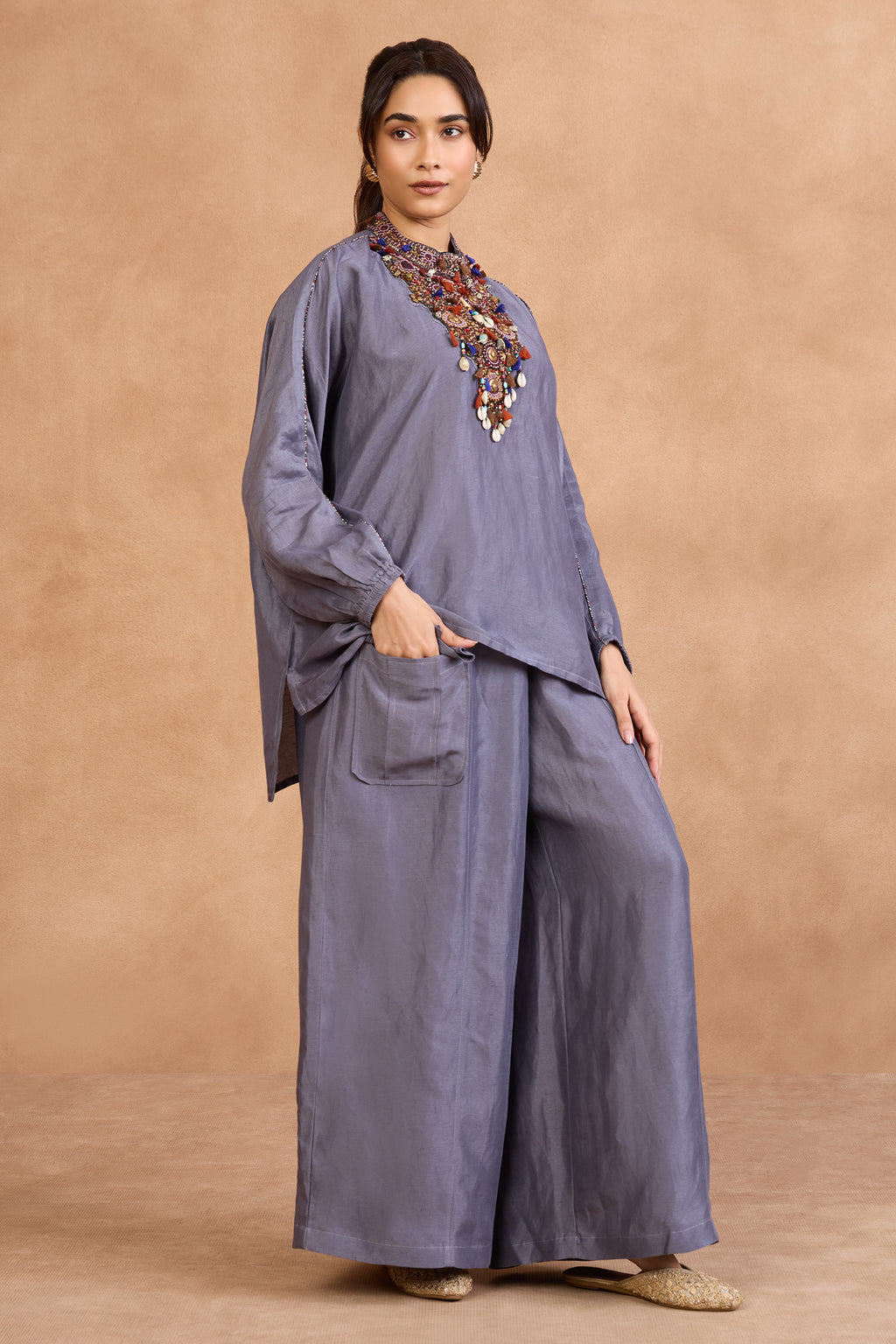 The 'Uda-Ratna' Jewel Shirt-Palazzo Set