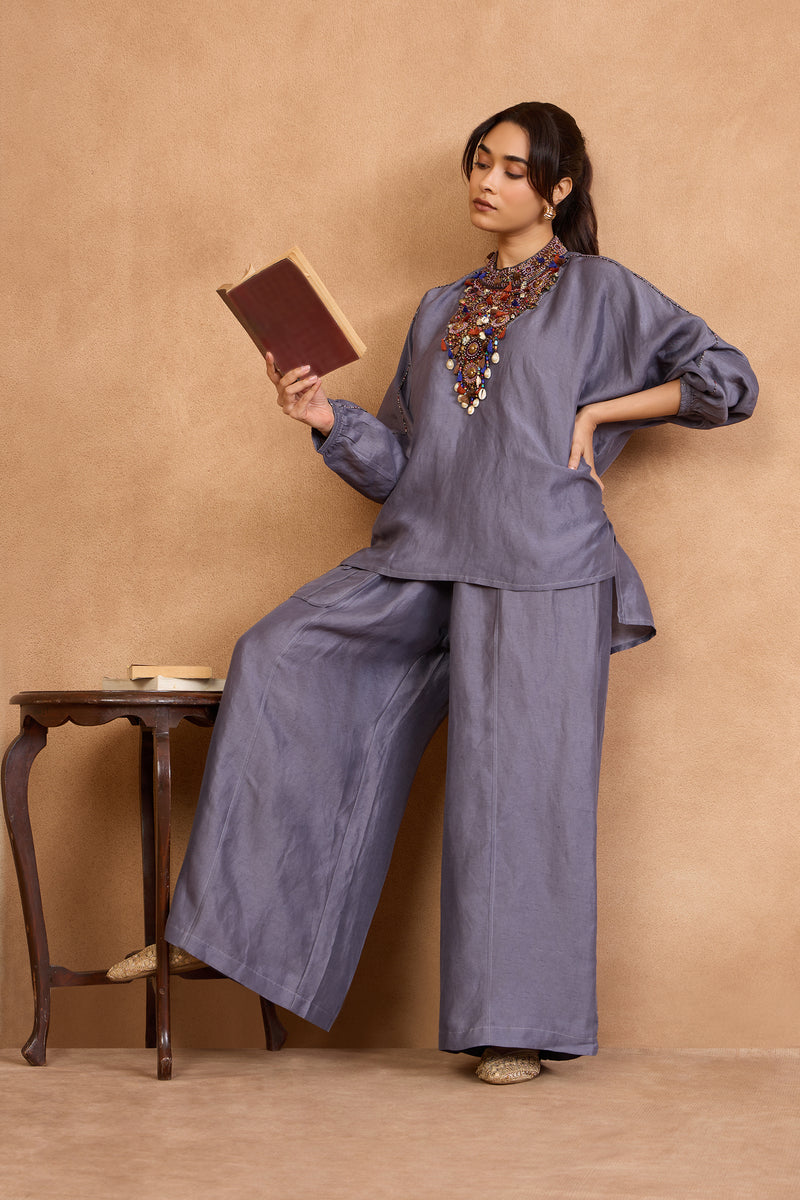 The 'Uda-Ratna' Jewel Shirt-Palazzo Set