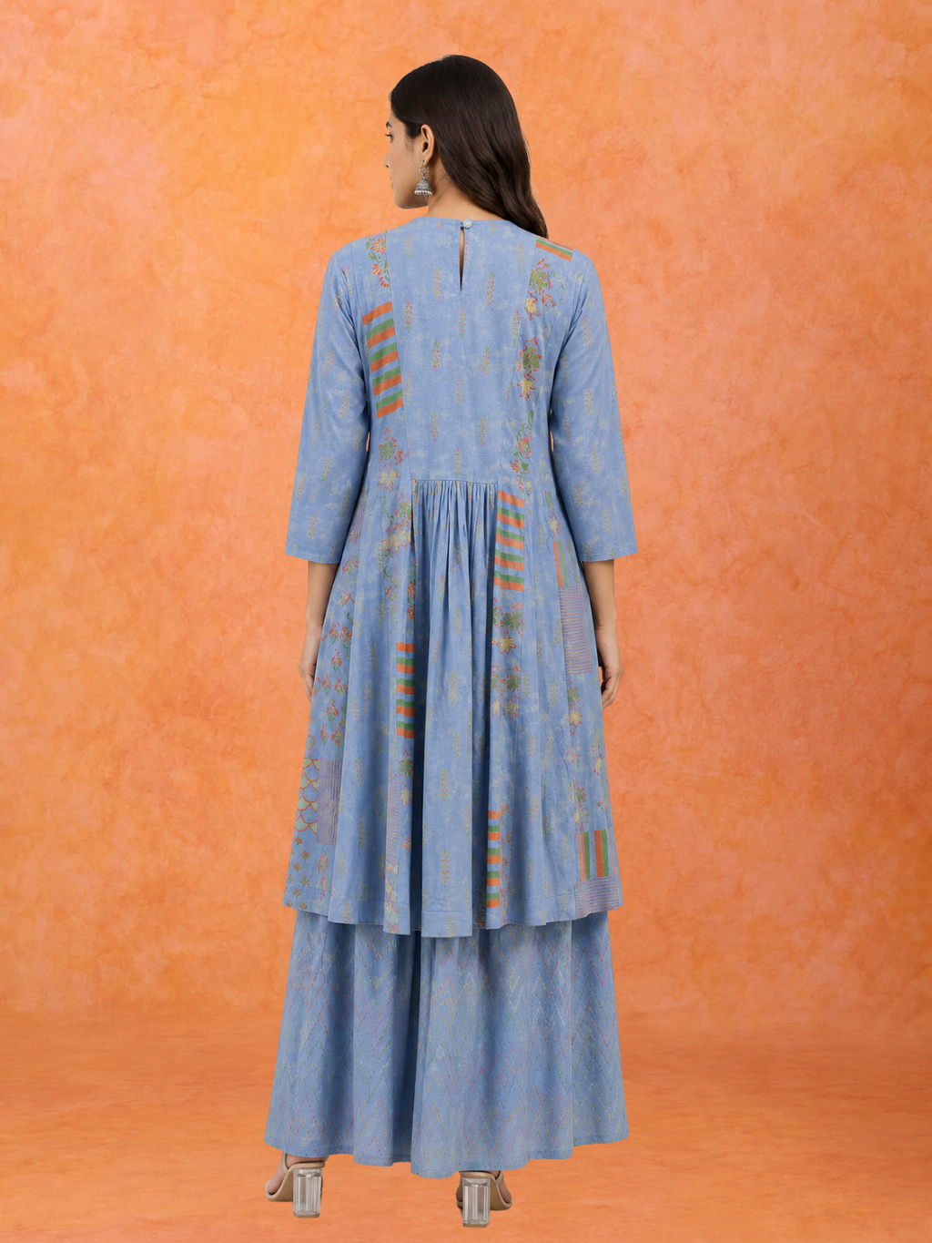 The 'Breeze' Powder Blue Kurta-Palazzo Set