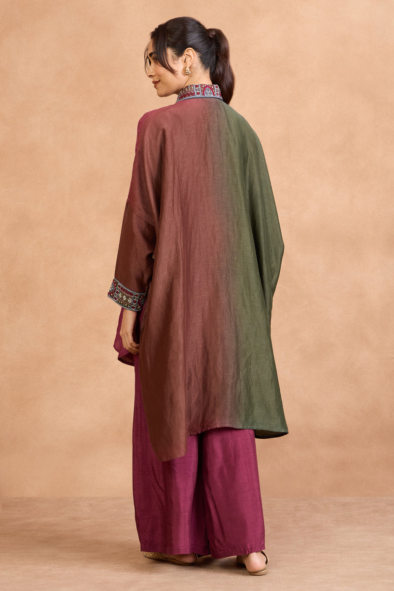 The 'Angoor' Wine Shirt-Palazzo Set