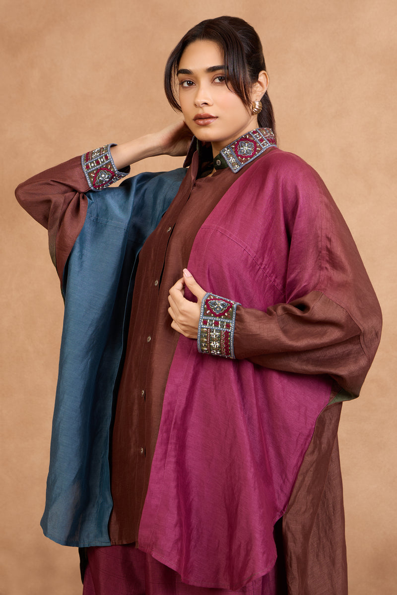 The 'Angoor' Wine Shirt-Palazzo Set