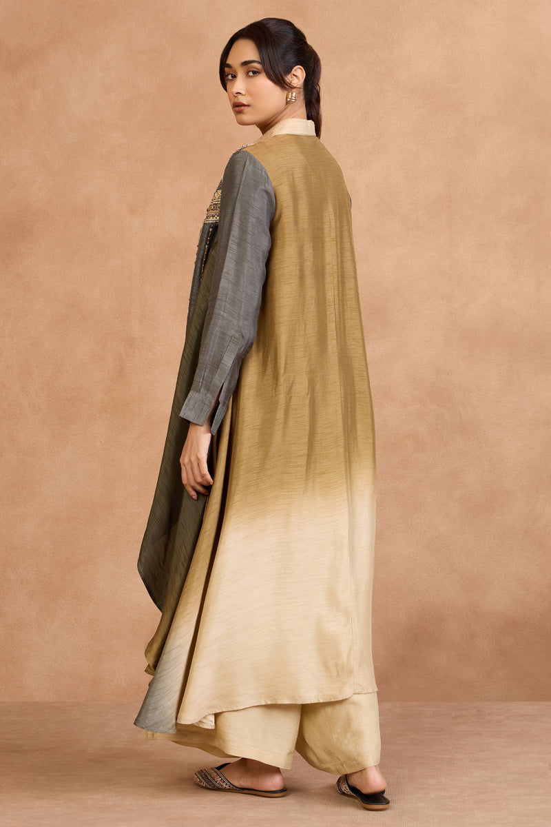 The 'Reth-Surmayi' Jacket-Shirt-Palazzo Set