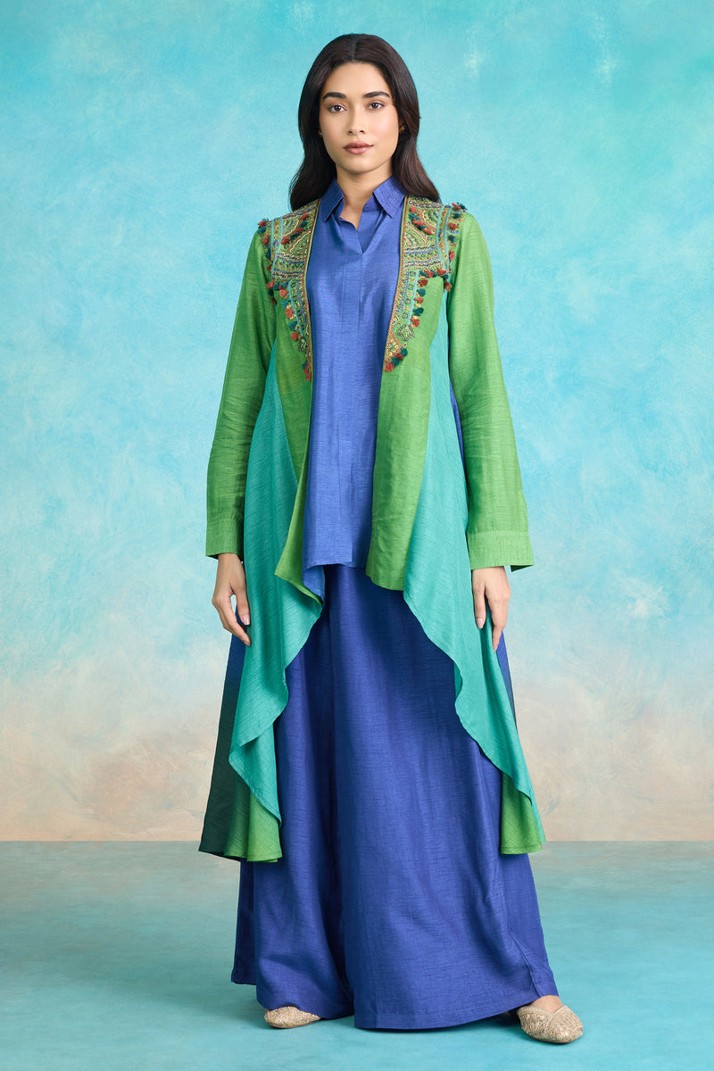 The 'Neel-Vasanti' Jacket-Shirt-Palazzo Set