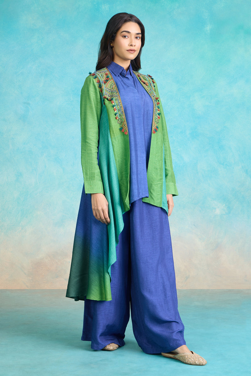The 'Neel-Vasanti' Jacket-Shirt-Palazzo Set