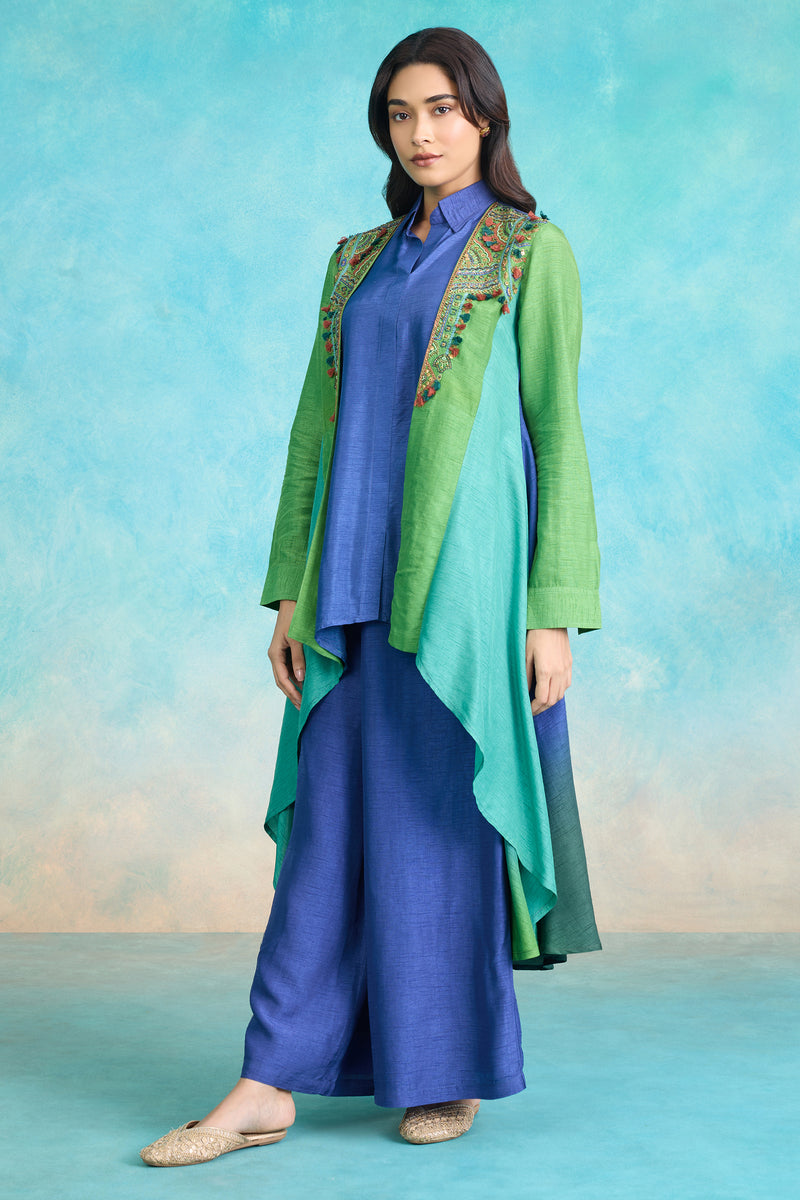 The 'Neel-Vasanti' Jacket-Shirt-Palazzo Set