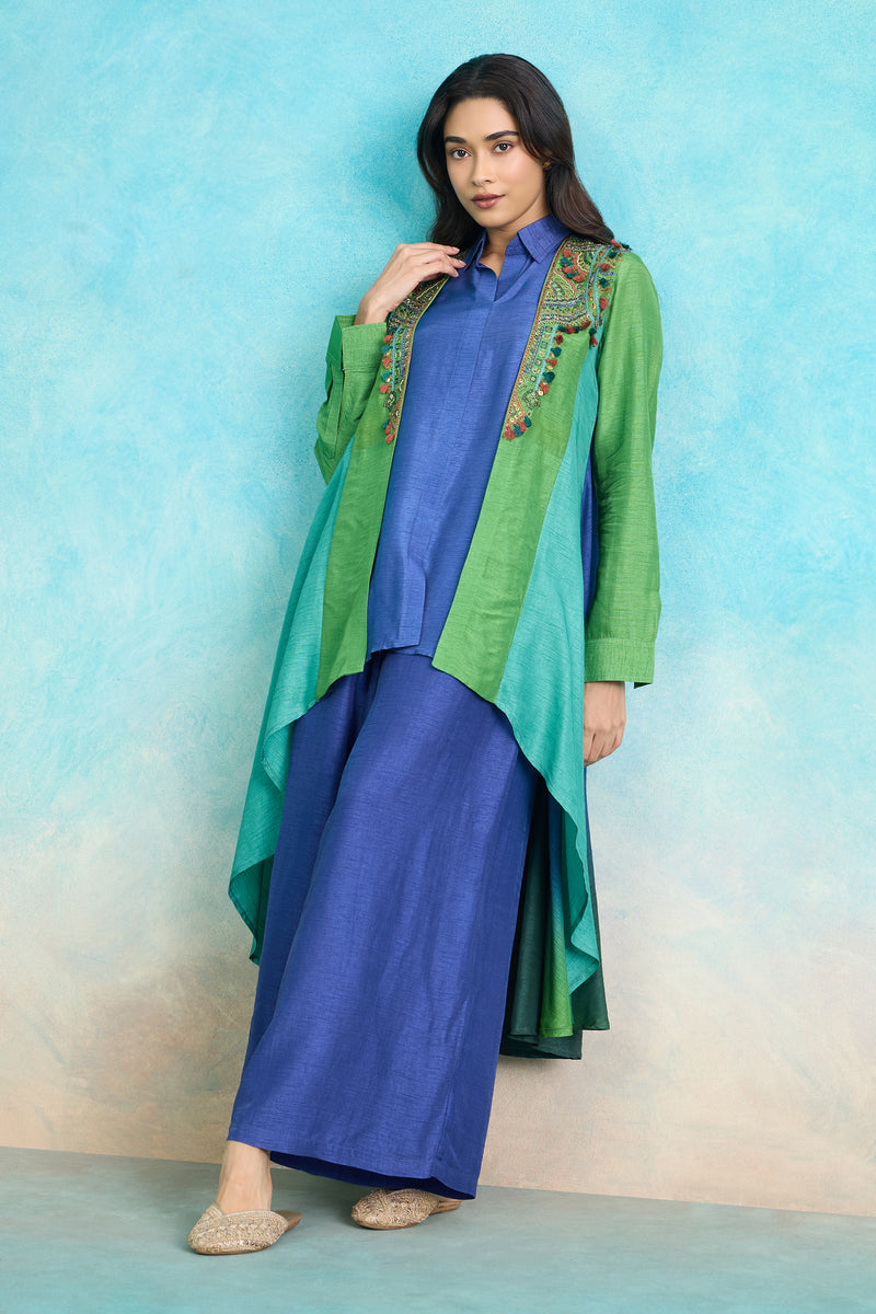 The 'Neel-Vasanti' Jacket-Shirt-Palazzo Set