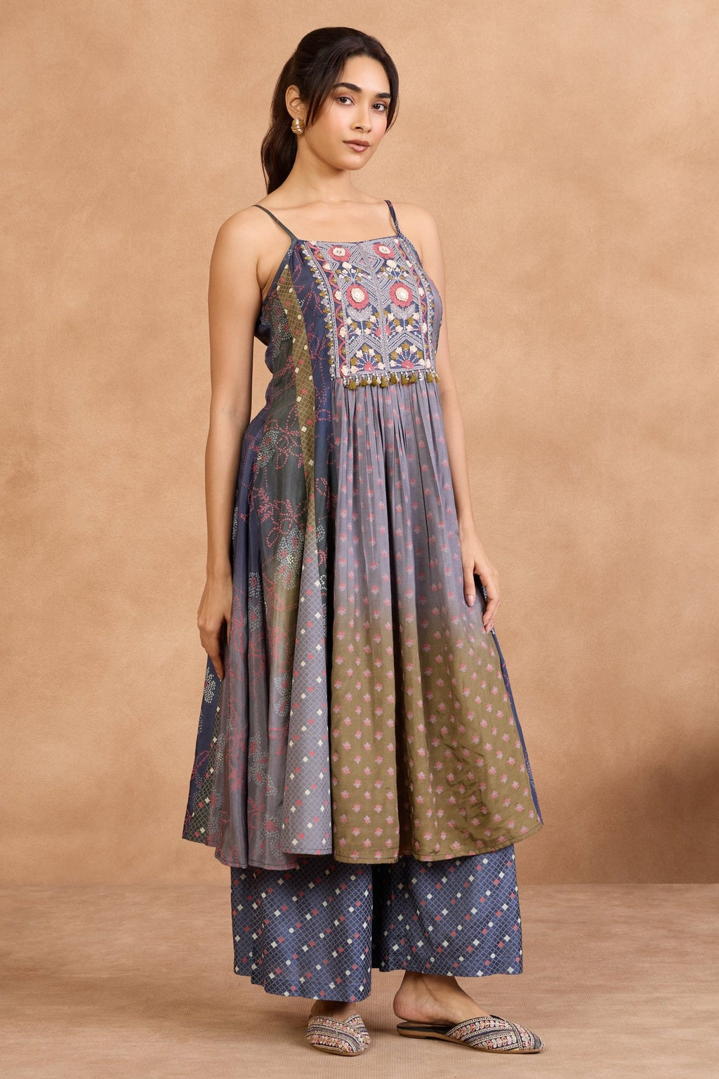 The 'Banjaran' Malai Silk Kurta - Palazzo Set - ilaaraThe 'Banjaran' Malai Silk Kurta - Palazzo Set