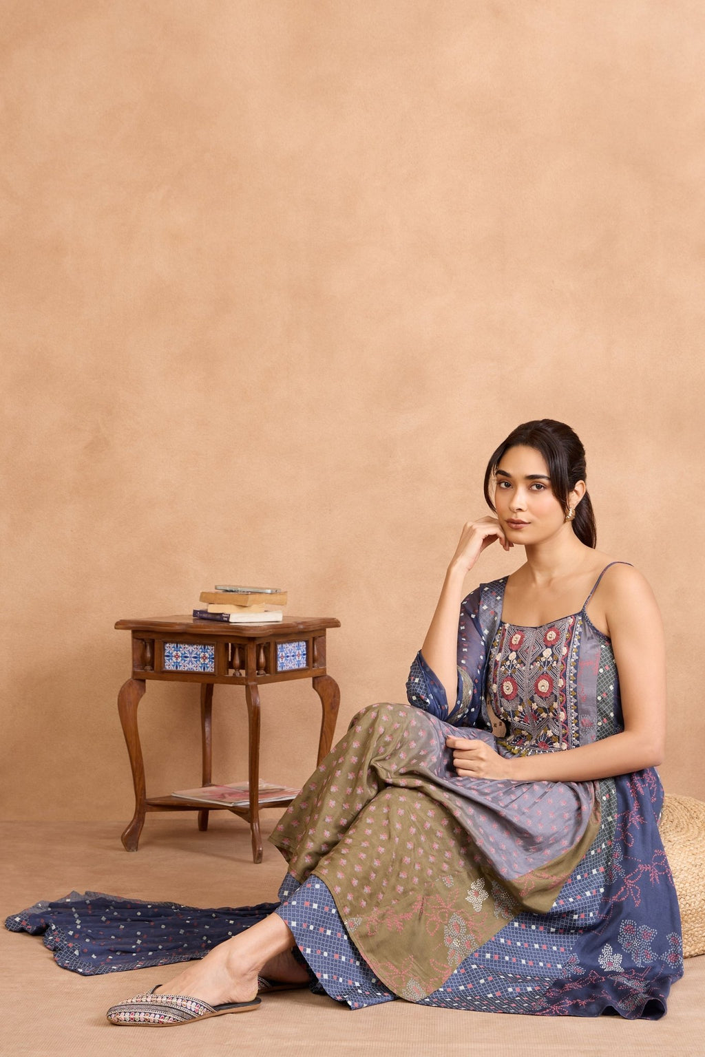 The 'Banjaran' Malai Silk Kurta - Palazzo Set - ilaaraThe 'Banjaran' Malai Silk Kurta - Palazzo Set