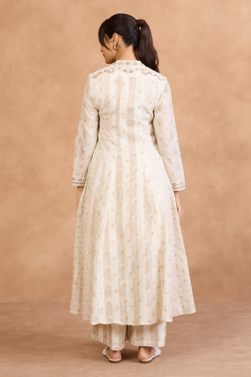 The 'Taj' Ivory Pearl Anarkali-Palazzo Set