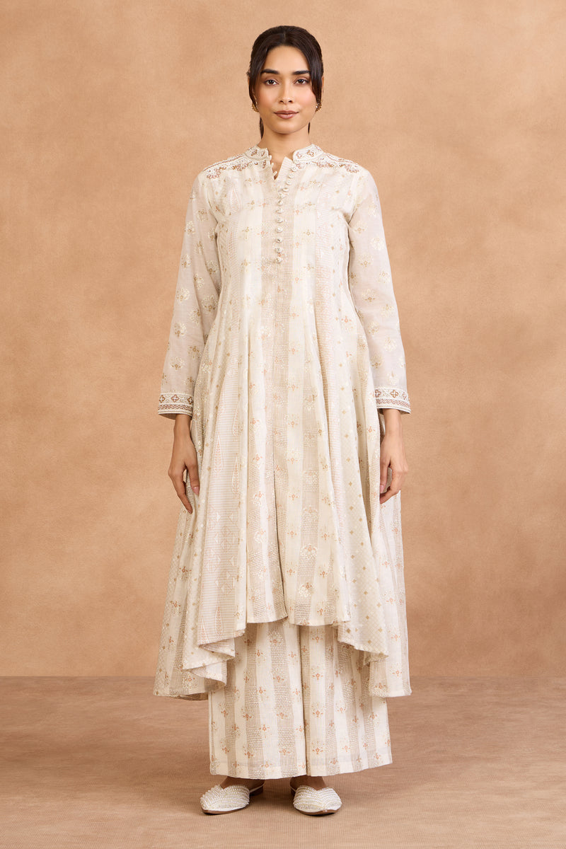 The 'Taj' Ivory Pearl Anarkali-Palazzo Set