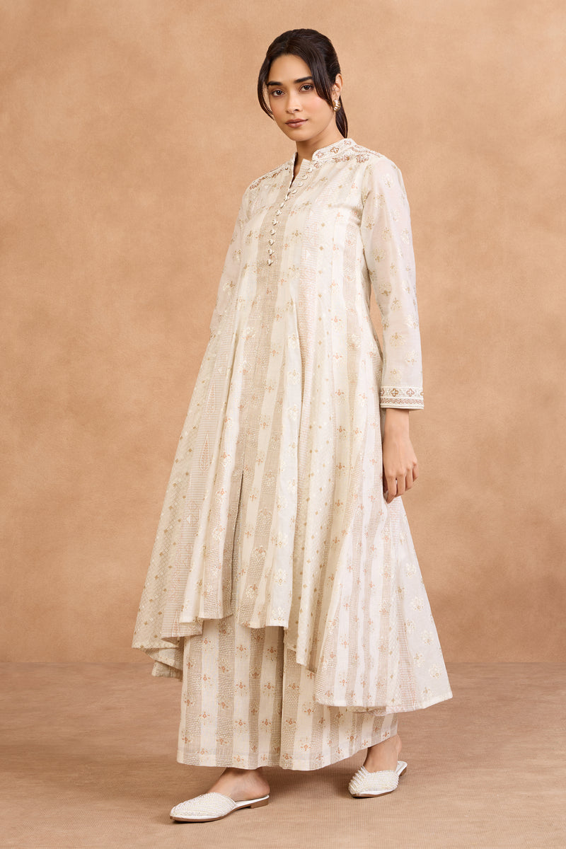 The 'Taj' Ivory Pearl Anarkali-Palazzo Set