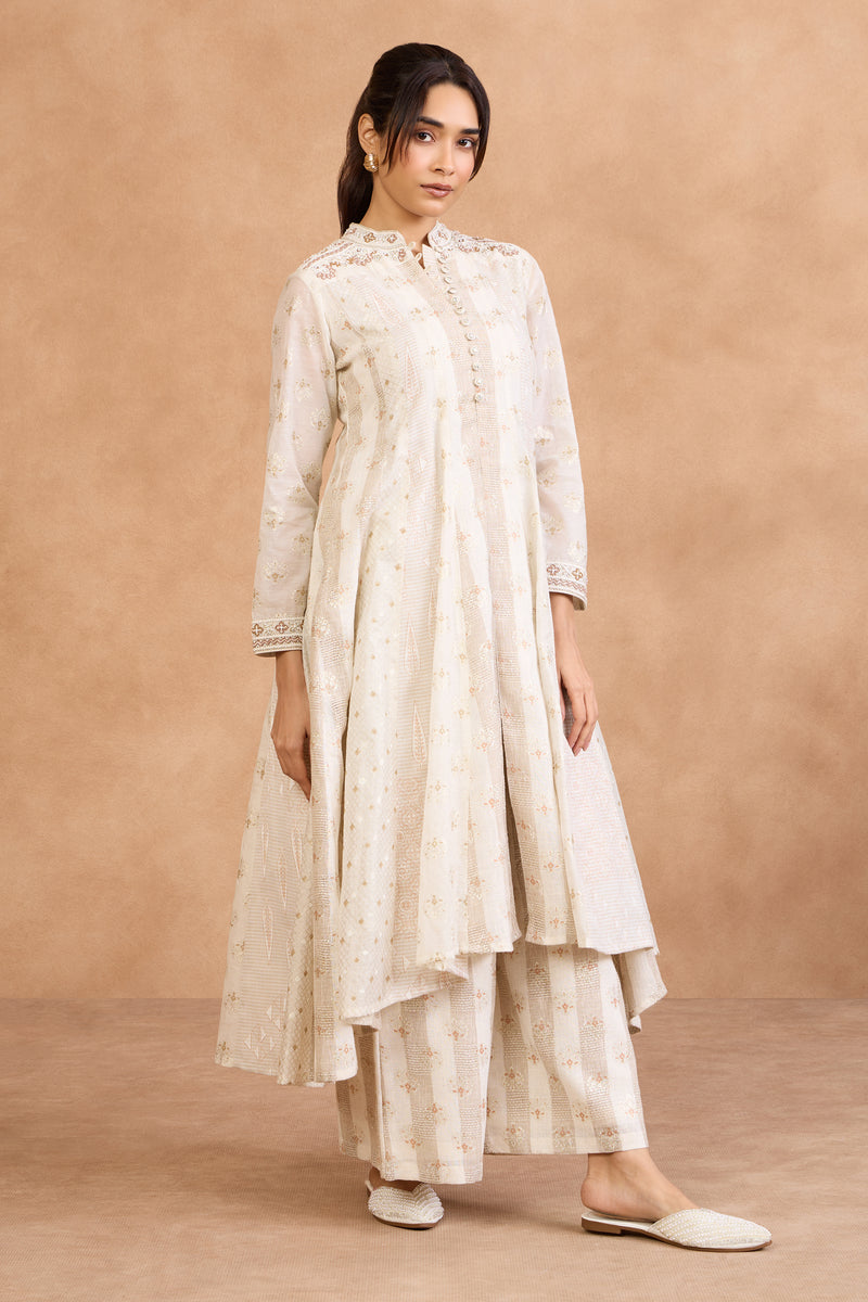 The 'Taj' Ivory Pearl Anarkali-Palazzo Set