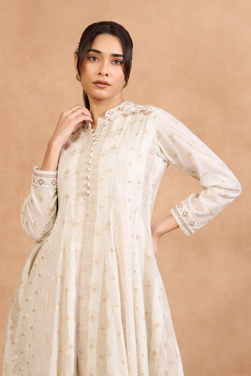 The 'Taj' Ivory Pearl Anarkali-Palazzo Set
