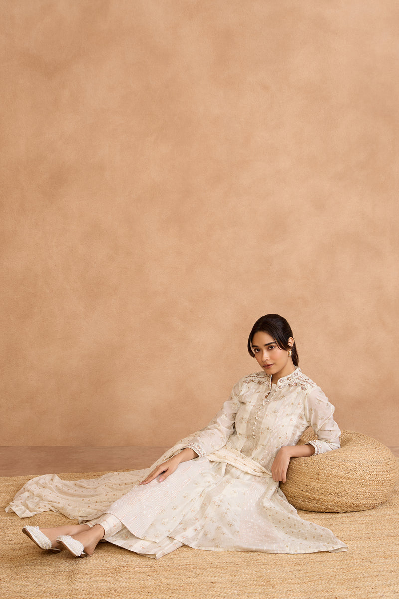 The 'Taj' Ivory Pearl Anarkali-Palazzo Set
