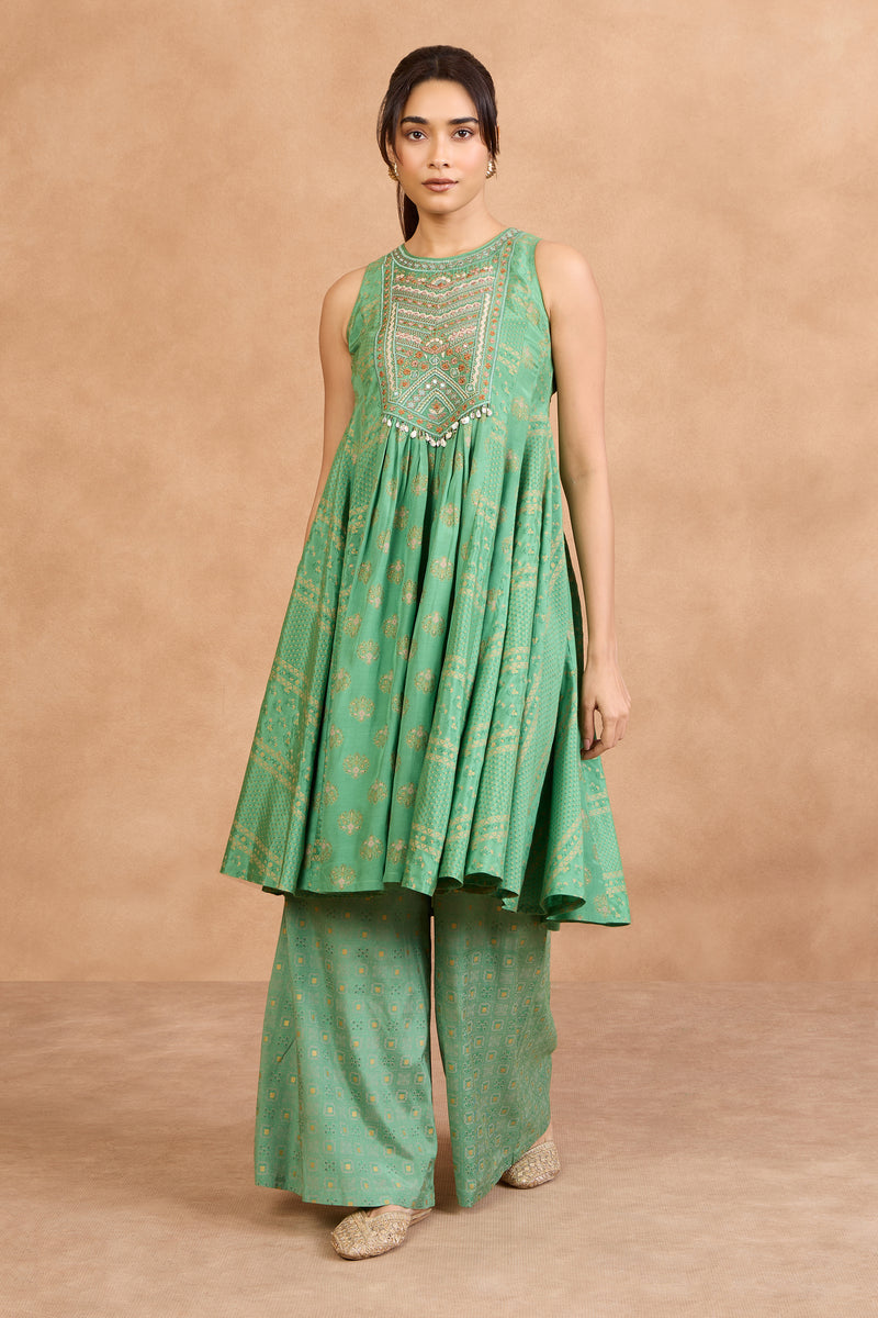 The 'Panna' Jade Kurta-Palazzo Set
