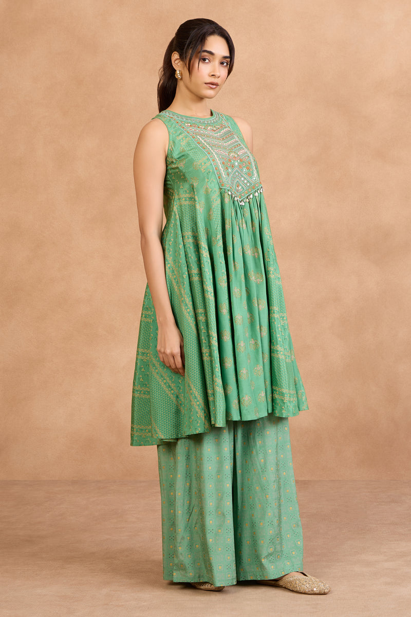 The 'Panna' Jade Kurta-Palazzo Set