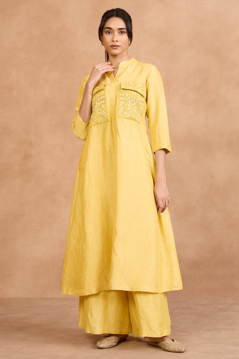The 'Nimbu' Pocket Kurta-Palazzo Set