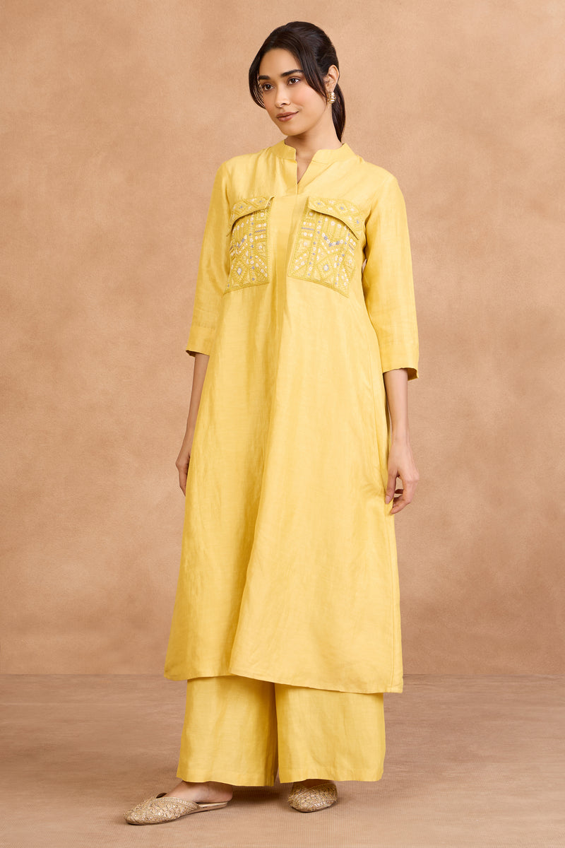 The 'Nimbu' Pocket Kurta-Palazzo Set