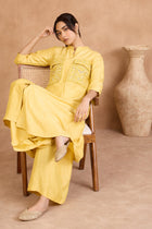 The 'Nimbu' Linen - Satin Pocket Kurta - Palazzo Set - ilaaraThe 'Nimbu' Linen - Satin Pocket Kurta - Palazzo Set