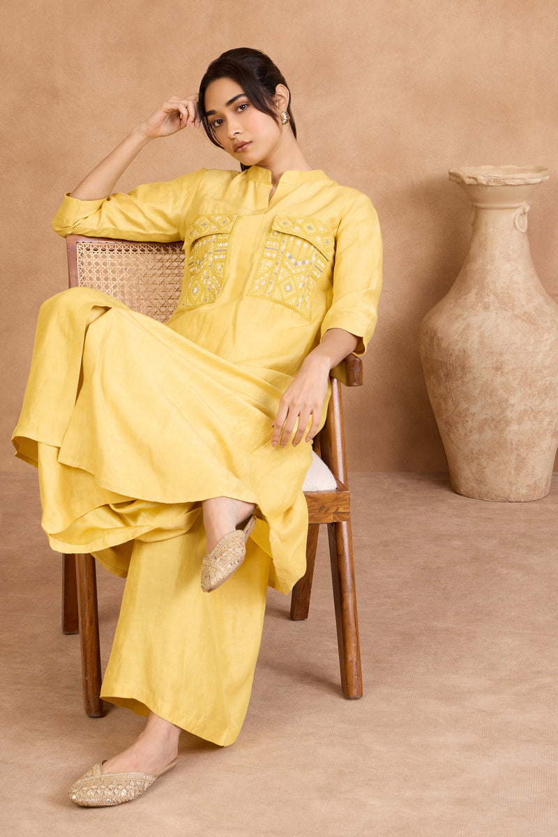 The 'Nimbu' Pocket Kurta-Palazzo Set