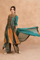The 'Ikat' Hand-Embroidered Malai Silk Anarkali Set