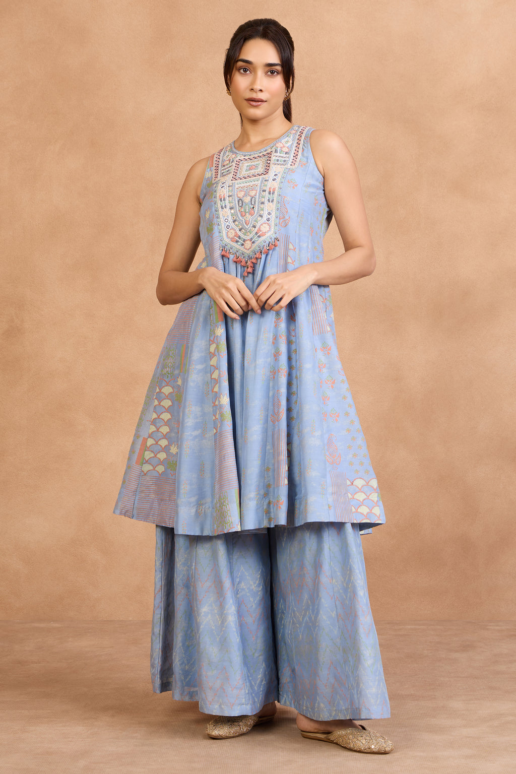 The 'Breeze' Powder Blue Kurta-Palazzo Set