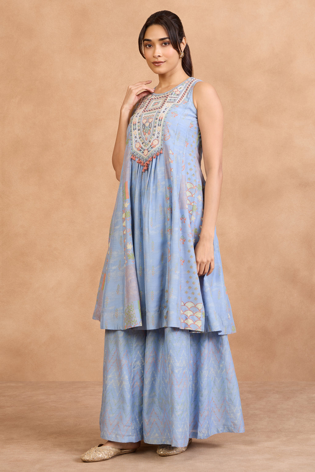 The 'Breeze' Powder Blue Kurta-Palazzo Set