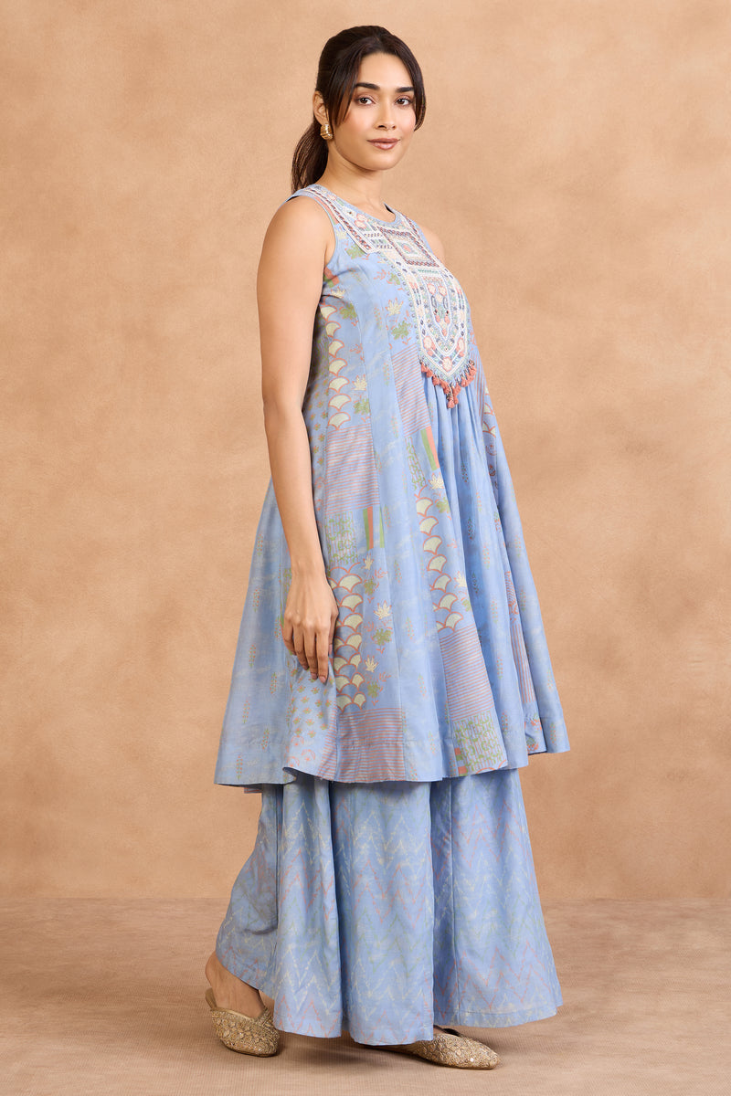 The 'Breeze' Powder Blue Kurta-Palazzo Set