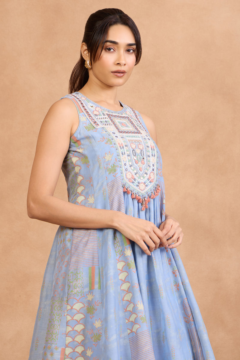 The 'Breeze' Powder Blue Kurta-Palazzo Set