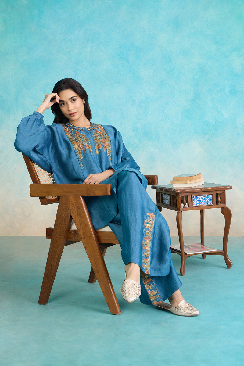 The 'Firoza' Azure Kurta-Pant Set