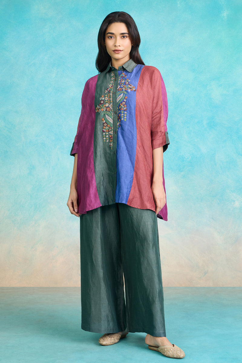 The 'Dhatu-Rang' Chromatic Shirt-Palazzo Set