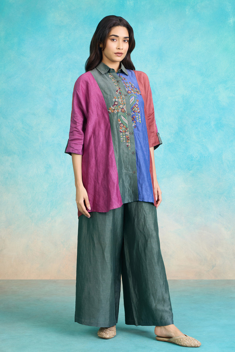 The 'Dhatu-Rang' Chromatic Shirt-Palazzo Set