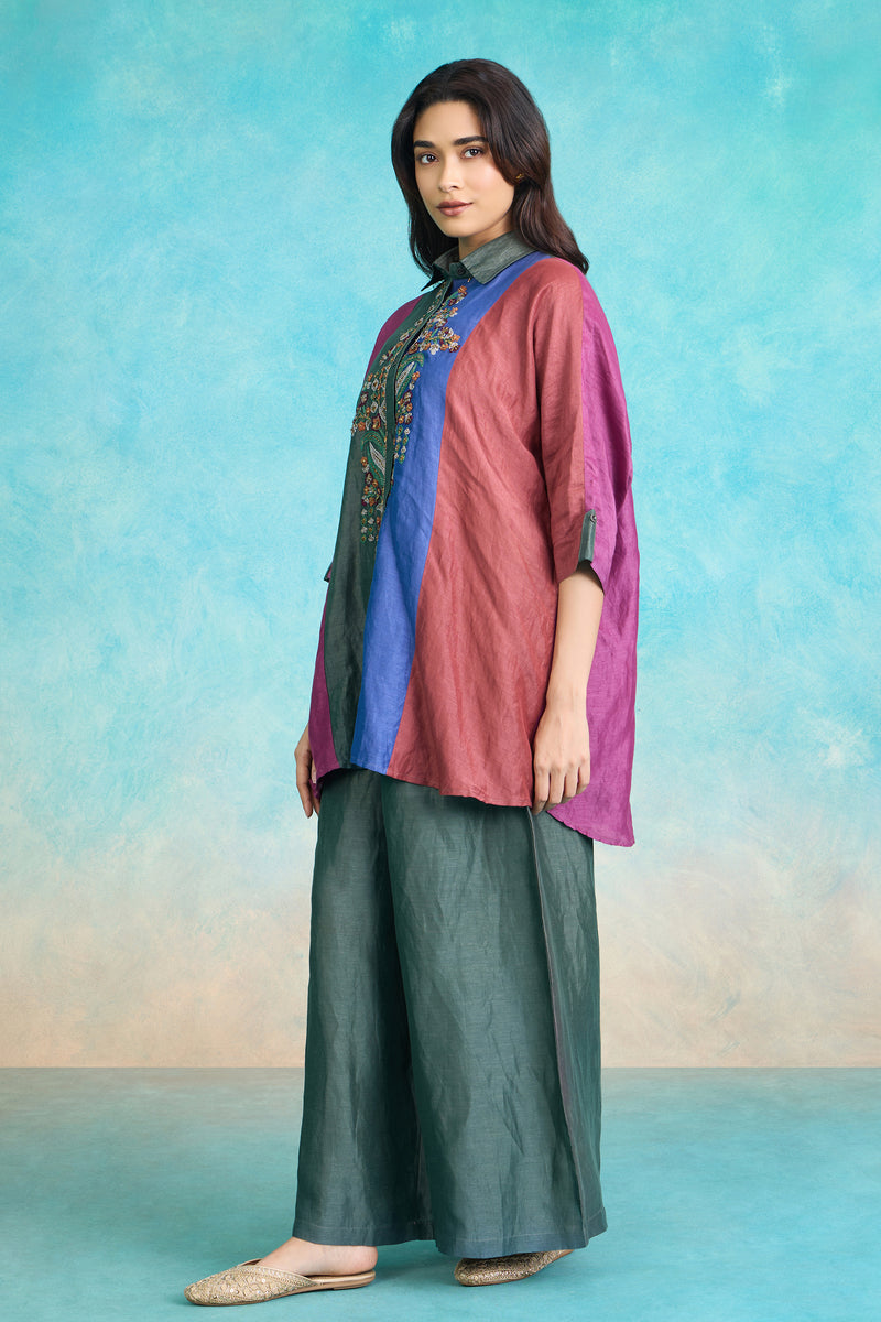 The 'Dhatu-Rang' Chromatic Shirt-Palazzo Set