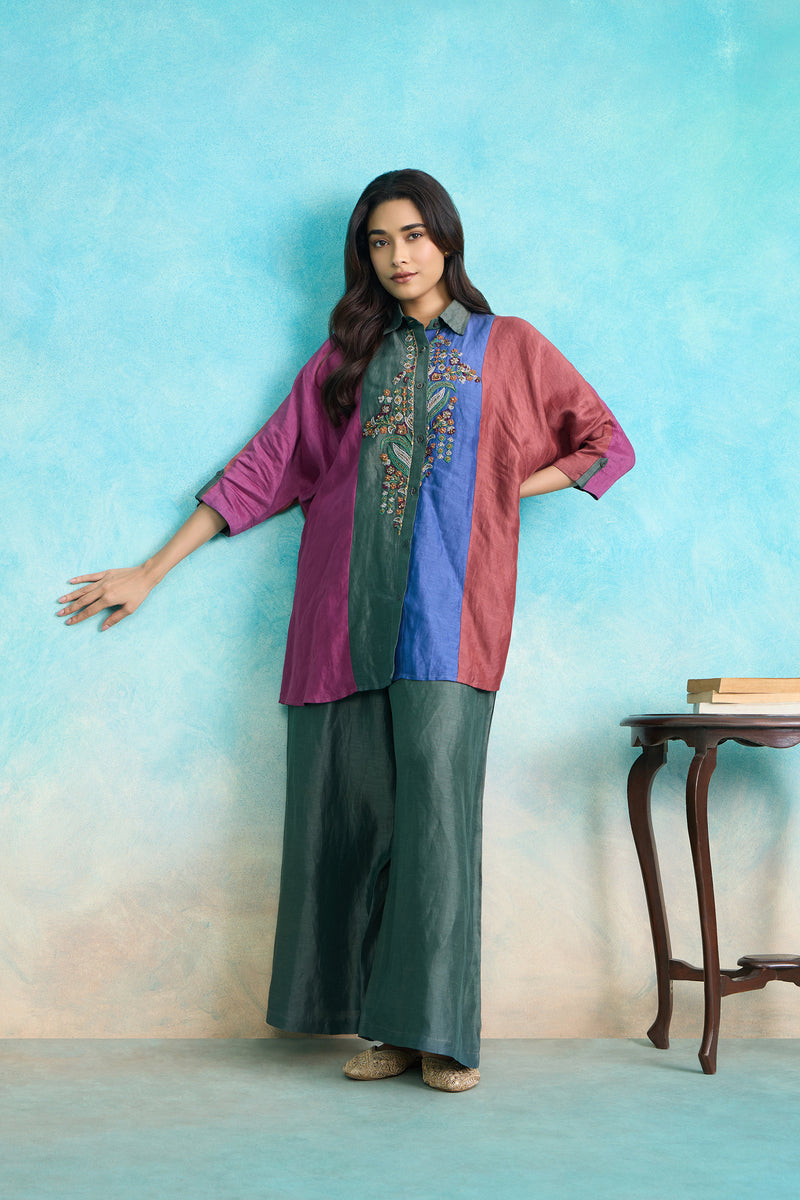 The 'Dhatu-Rang' Chromatic Shirt-Palazzo Set